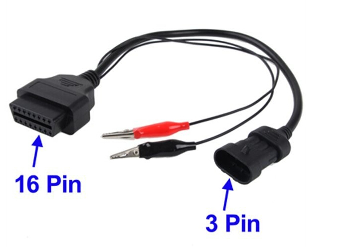 for FIAT 3pin to 16pin OBD2 Adapter Connector Diagnostic Cable Obdiif+ 2clip