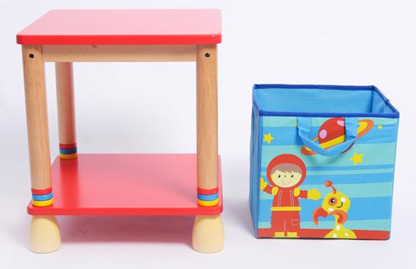 Factory Supply Wooden Toy Storage Wooden Stool Chest Fabric Storage Furniture