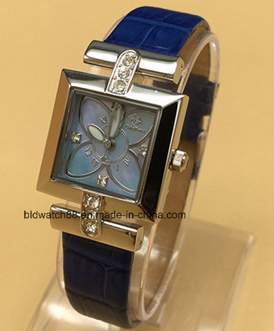 Fashion Stainless Steel Ladies Watch for Womens with Leather Band