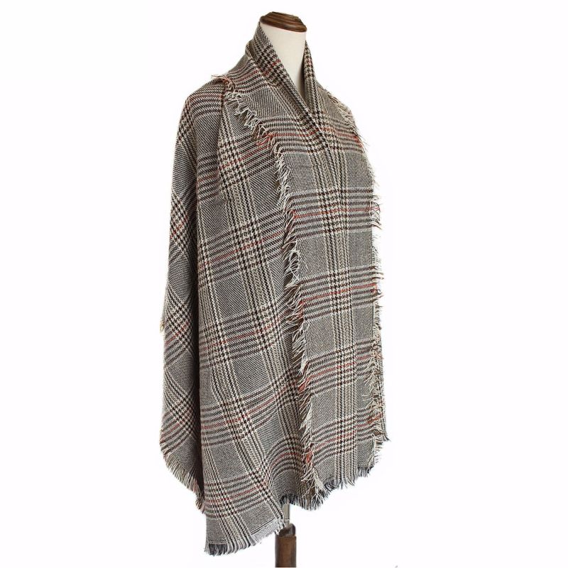 Womens Soft Cashmere Feel Alike Checked Stole Shawl Wraps Scarf (SP278)