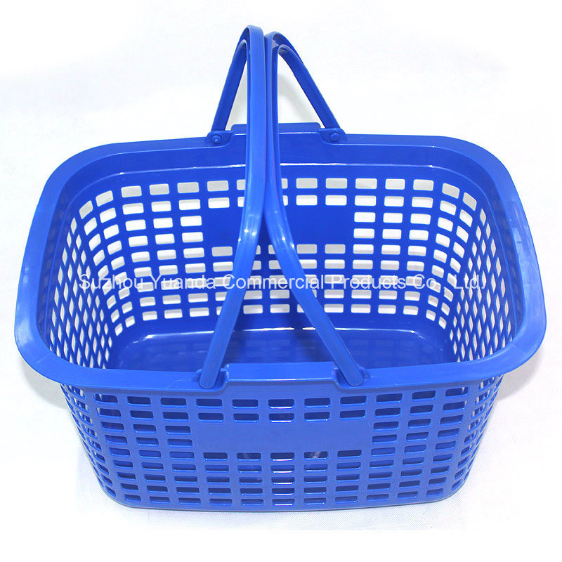 Lightweight Portable Plastic Supermaket Shopping Hand Basket with Double Handles