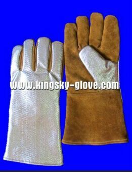 Golden Cow Split Leather Aluminum Foil Welding Work Glove-6700