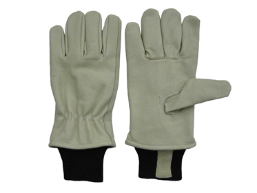 Pig Grain Leather Foam Lined Knit Wrist Driver Winter Glove-9555