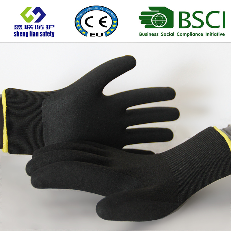 13 Gauge Nylon Liner, Nitrile Coating, Sandy Finish Safety Work Gloves (SL-NS101)