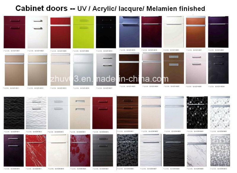 Modern Glossy Acrylic Kitchen Cabinet Doors with PVC Edge Banding (customized)