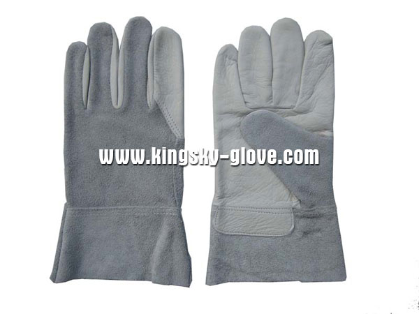 Short Cow Grain Palm Welding Work Glove--9981