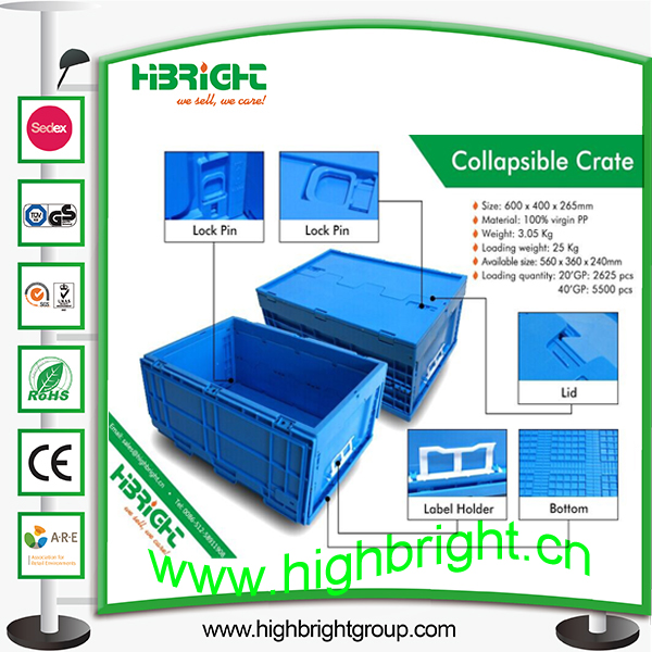 Plastic Collapsible Crate for Transport and Storage