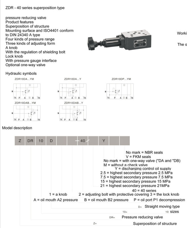 Zdr-40 Series Superposition Type Pressure Reducing Valve