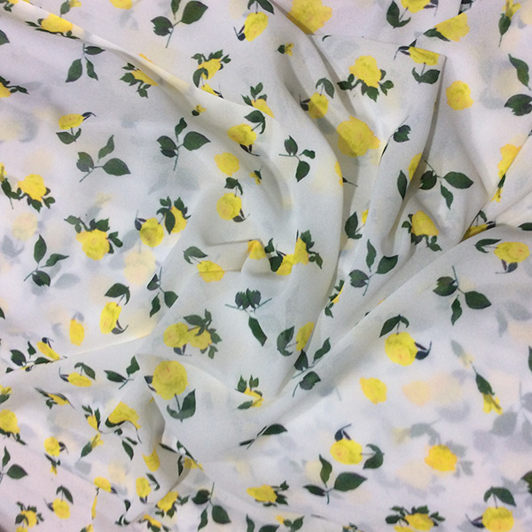 Yellow Rose Digital Printing Chiffon Garment Fabric