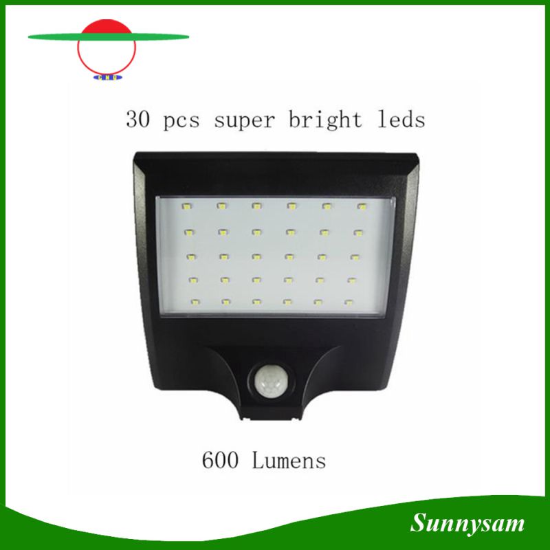 Motion Sensor Solar Lamp 30 LED Super Bright Security Lighting Outdoor Garden Wall Light with Black and Grey Color