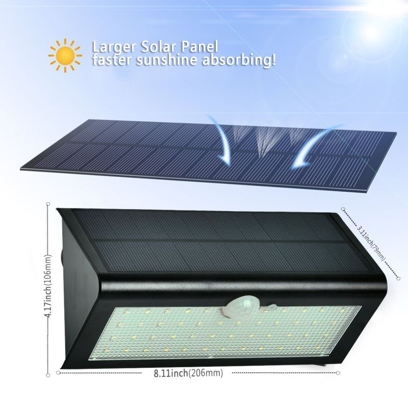 Updated New 46LED Motion Sensor Solar Lghts 800lm High Brightness 4 in 1 Graden Wall LED Light with LiFePO4 Battery