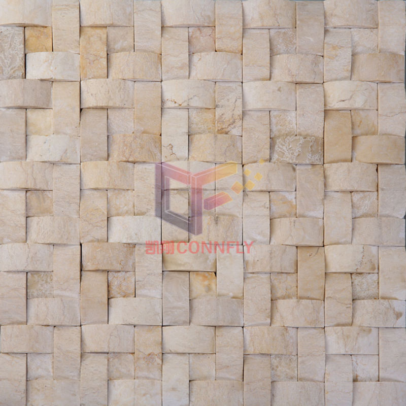 Strip Beige Travertine Stone Mosaic Tile (CFS843)