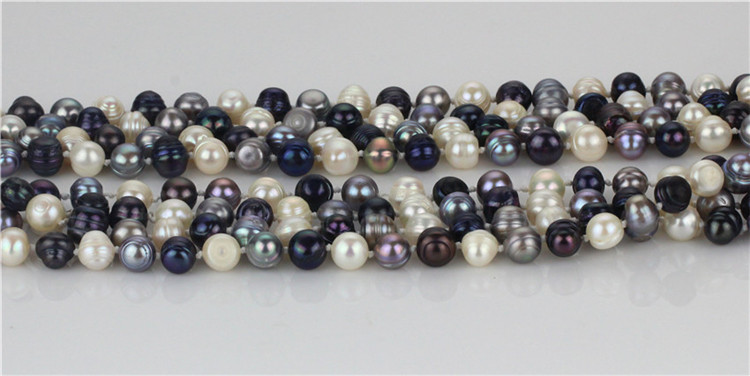 Snh 100inches Long Mixed Color Bead Pearl Necklace Jewelry