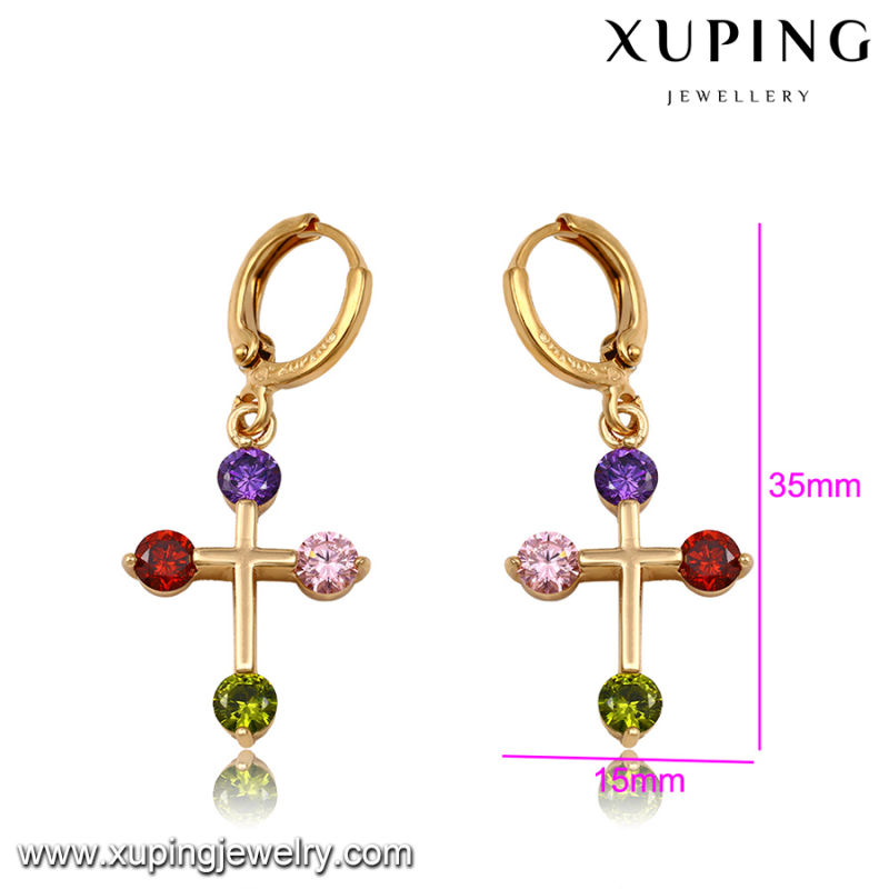 92166 Fashion Colorful Cubic Zirconia Cross Jewelry Eardrop