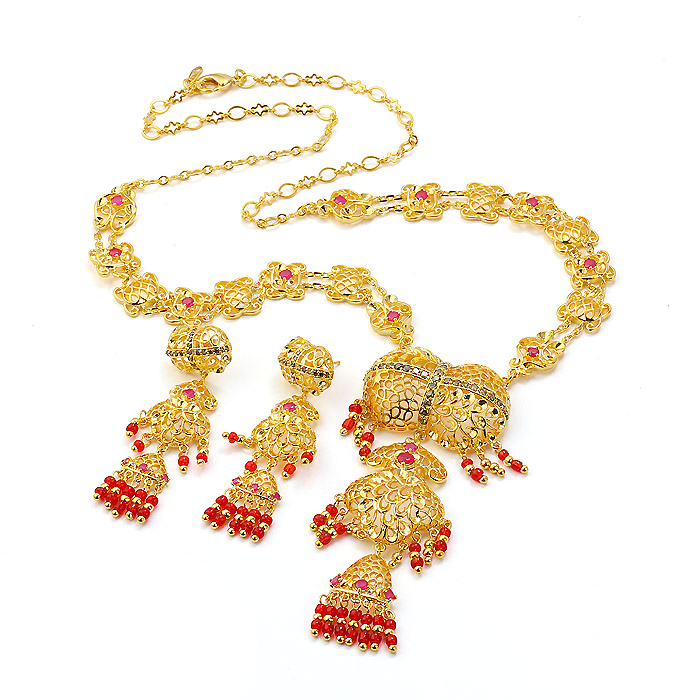 Special Luxury 24k Gold Imitation Jewelry Zircon Fashion Set 60268