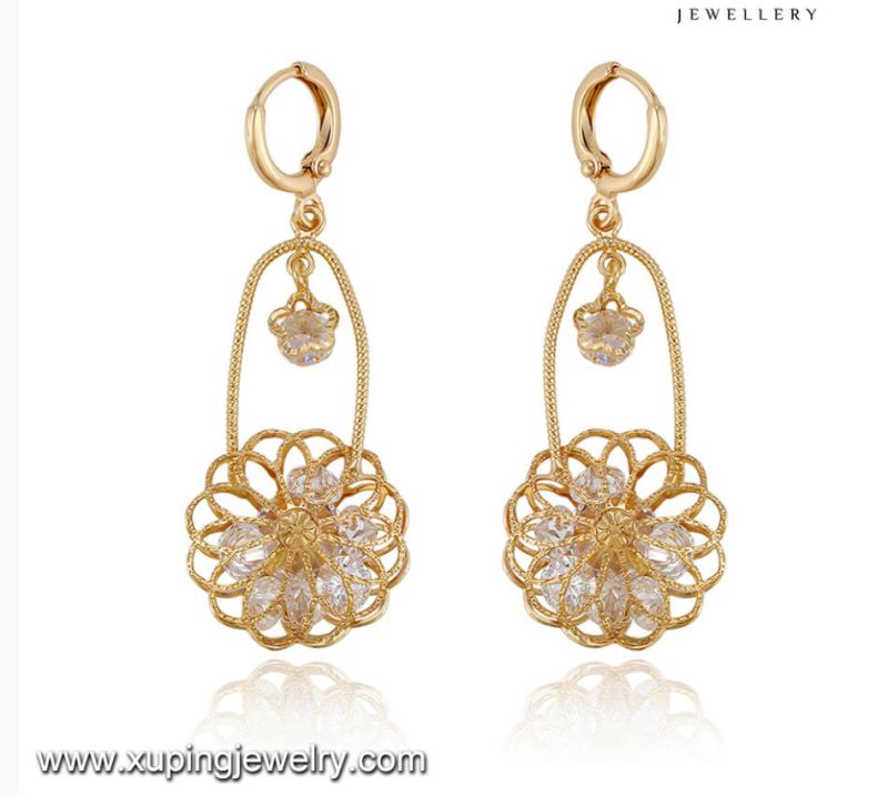 91702 Fashion Fancy CZ Diamond 18k Gold Color Imitation Jewelry Earring Drop
