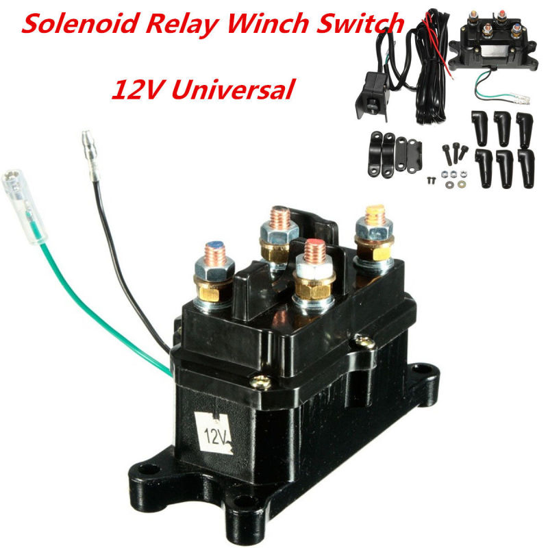 12V Solenoid Relay Contactor Winch Rocker Switch Thumb Wiring Combo ATV UTV SUV