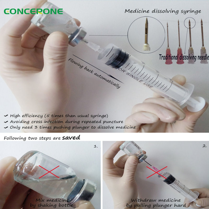 20cc Disposable Drug Dissolving Syringe with Side Hole Needle