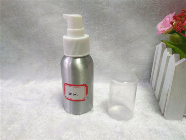 Silver 50ml Aluminum Bottle with White Sprayer and Clear Cap