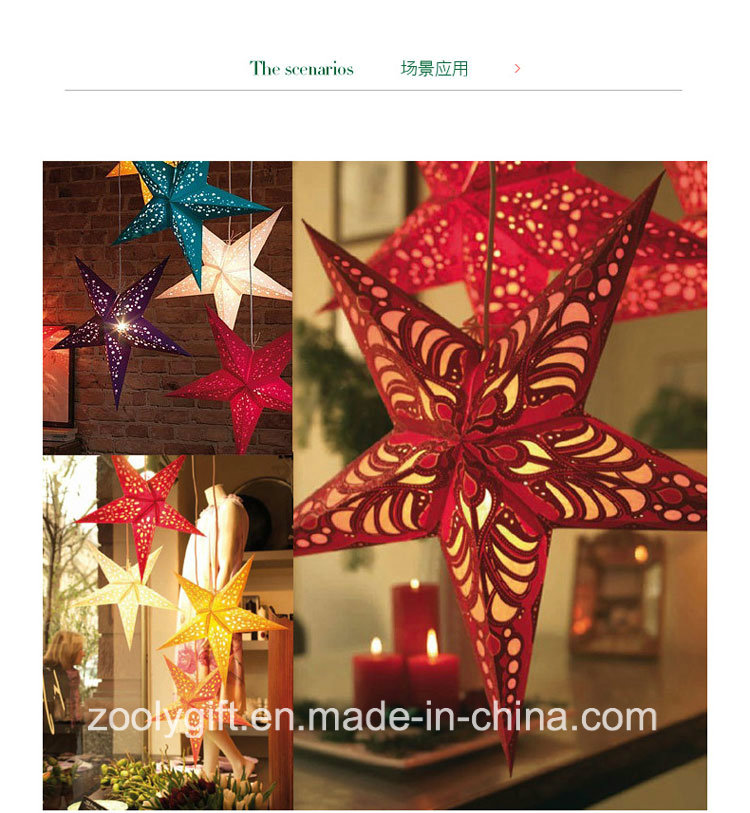 Laser Card Paper Set of Hanging Star Party Decoration / Hang Paper Christmas Holiday Octagonal Star Lanterns