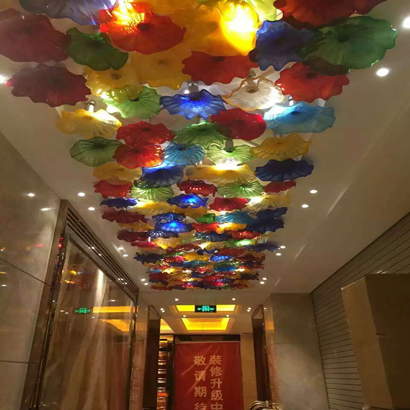 Fashion Flower Glass Pendant Lighting with Hotel Lobby