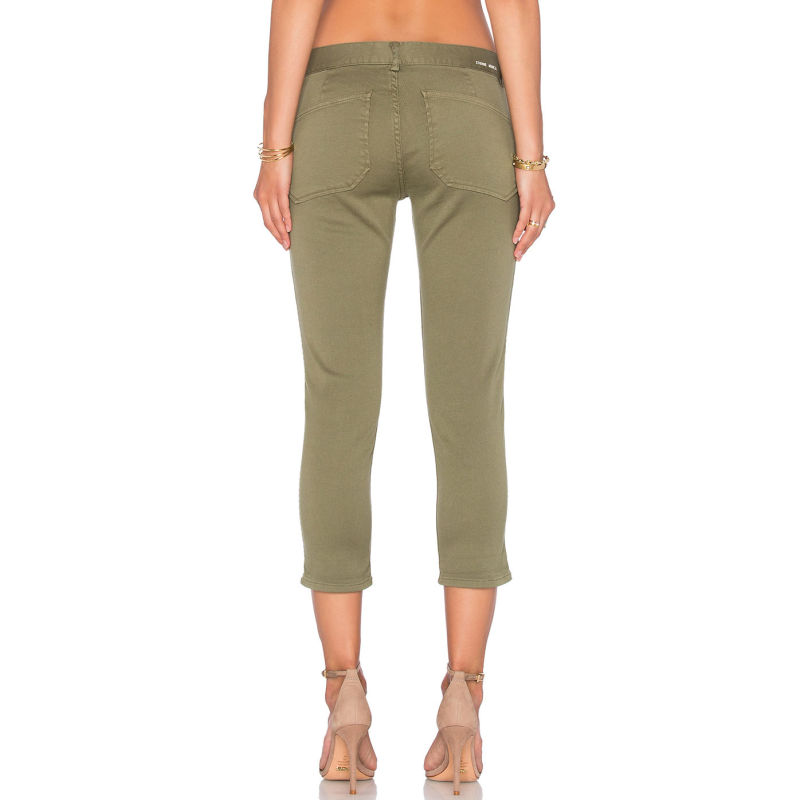 Light Green Cotton Fitted Chino Pants