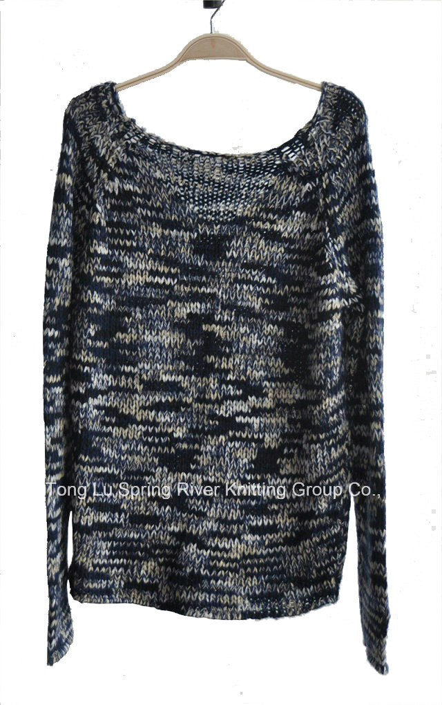 Ladies 100%Acrylic Fancy Yarn Knit Pullover Sweater