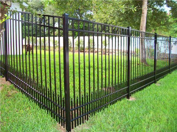 Black Color Steel Picket Fence Panel / Aluminum Fence