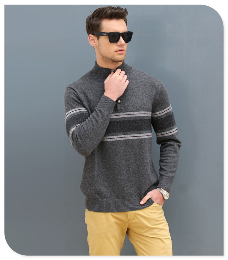 Polo Neck Men's Cashmere Sweater/Christmas Sweater Knitting Patterns