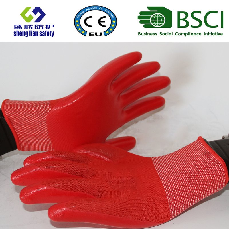 13G Polyester Shell with Nitrile Coated Work Gloves (SL-N112)