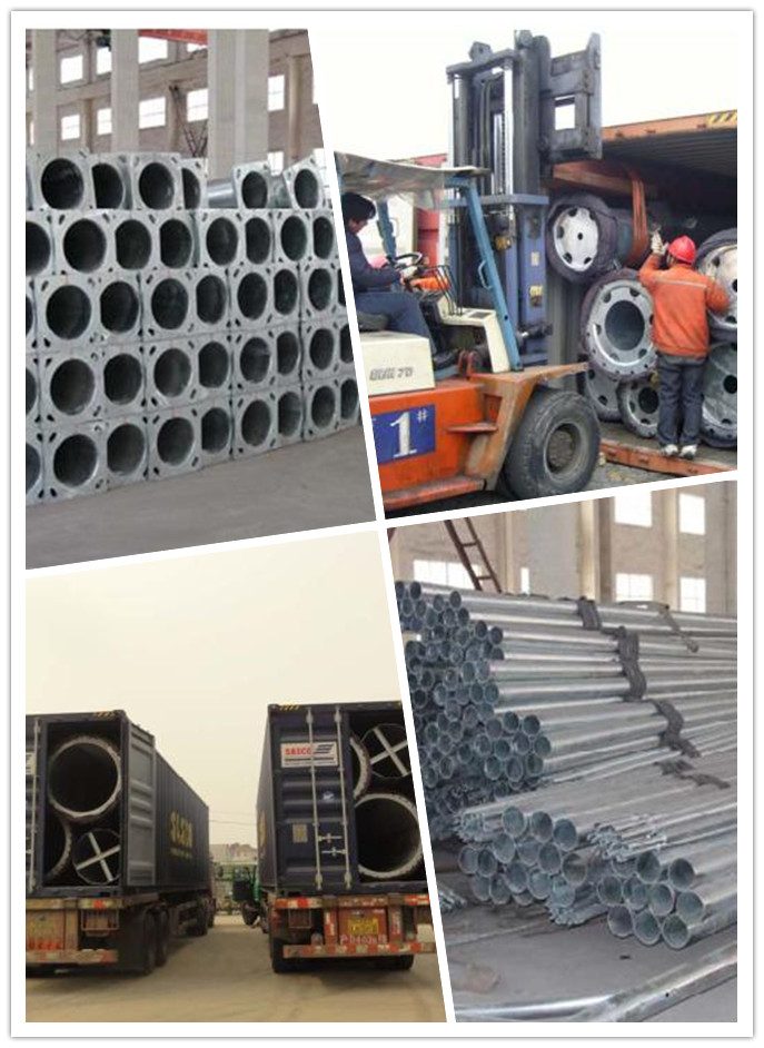 Double Circuit Galvanized Steel Electrical Pole