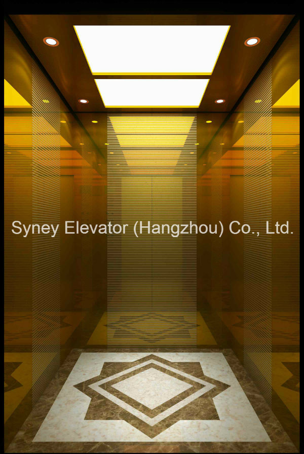 Golden Mirror Etching Passenger Elevator Lift