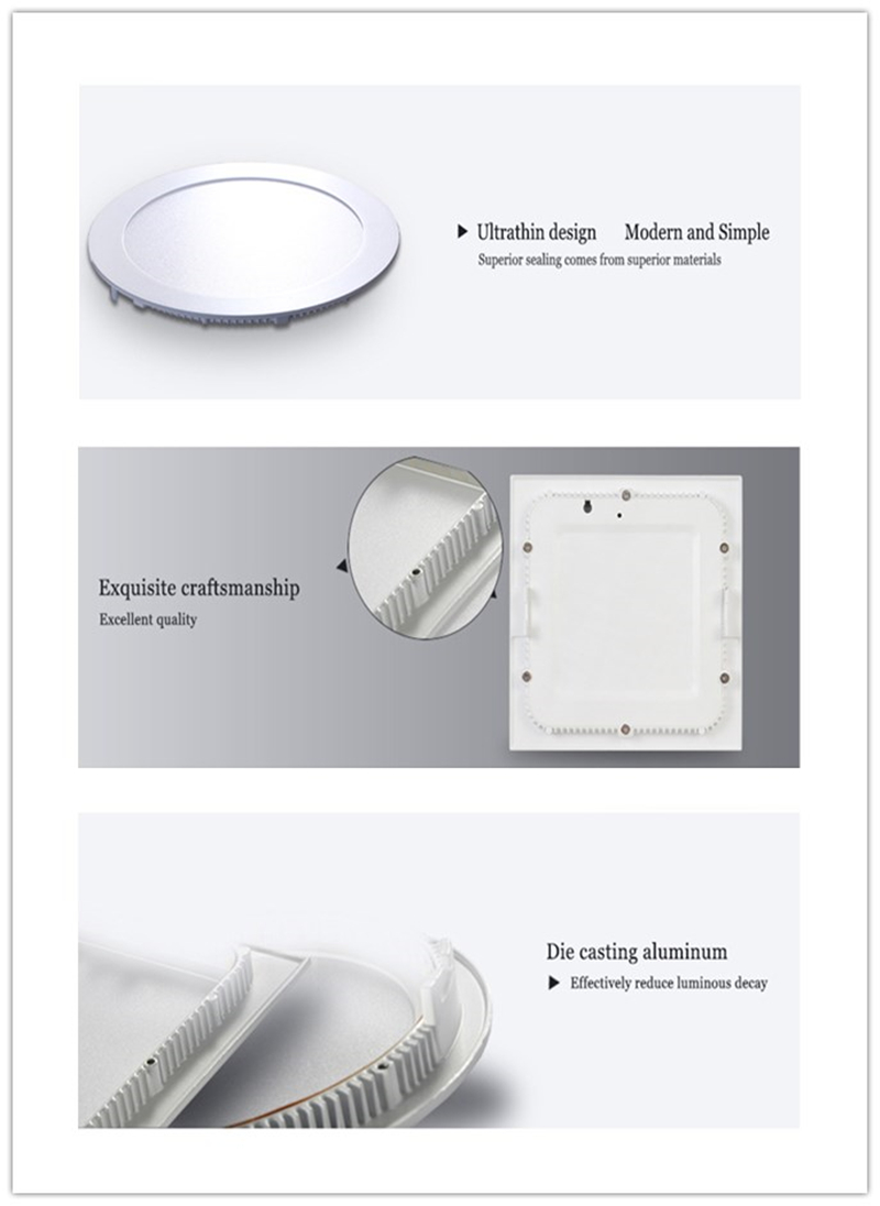 Ultrathin Design 3W to 24W LED Panel Lighting Housing