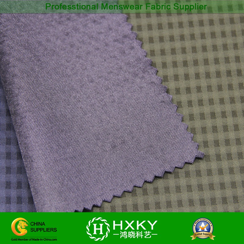 Weft Spandex Polyester Fabric with Plaids Dobby for Fashion Jacket