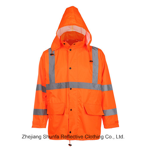 Hi-Vis Reflective Safetywear Oxford Waterproof Jacket Rain Wear