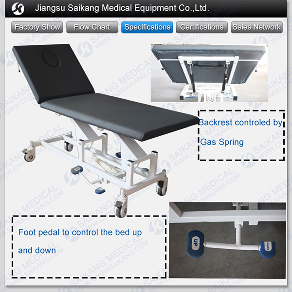 Head Adjustment Medical Examination Couch for Hospital Use