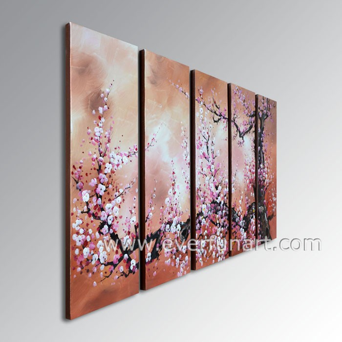 Hand-Painted Abstract Plum Blossom Flower Oil Painting on Canvas Large Modern Wall Art Decoration