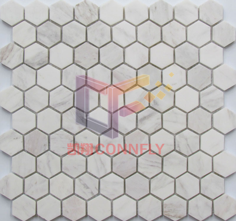 Gery Wooden Marble Hexagon Stone Mosaic (CFS1119)