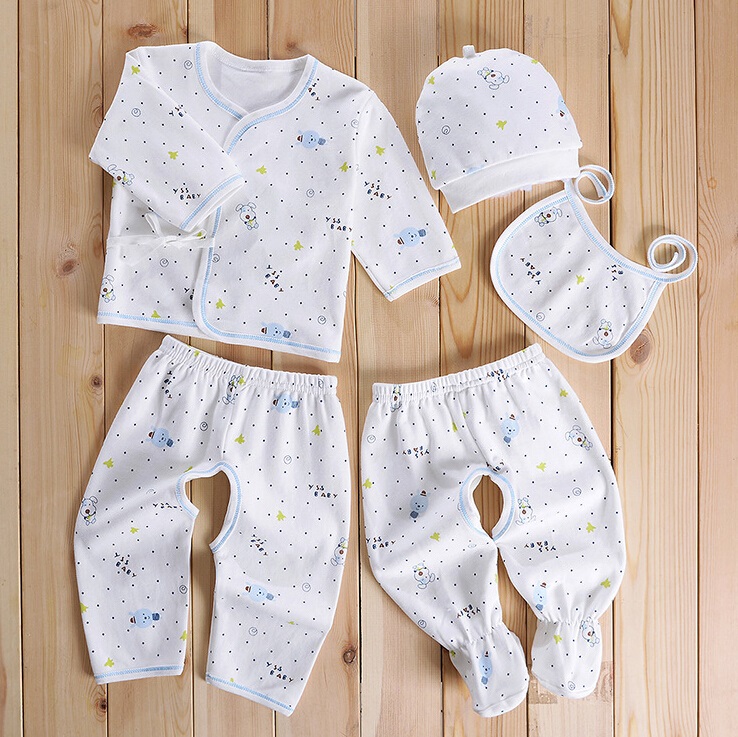 Cotton Printed Newborn Baby Clothes 5PCS