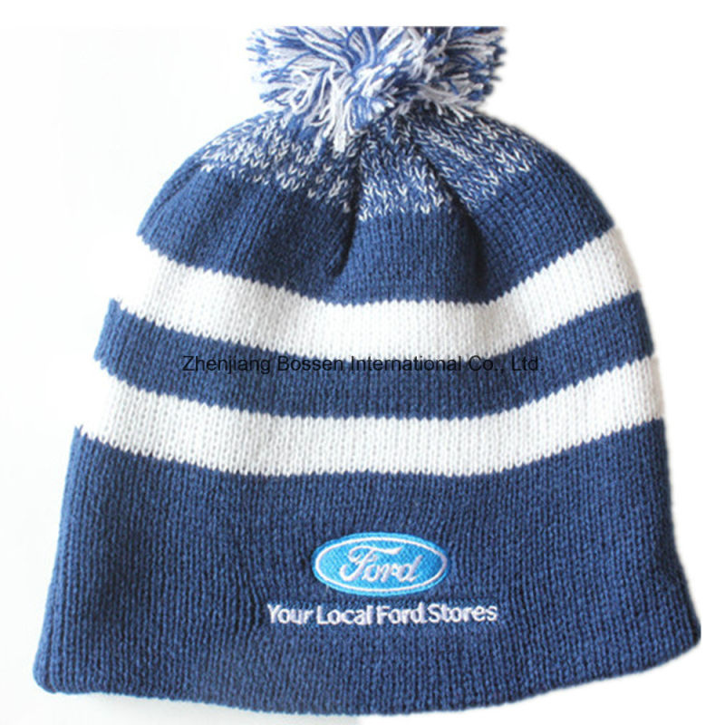 Custom Made Acrylic Wool Promotional Logo Embroidered Customized Knit Snappy Beanie