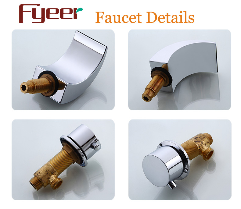 Fyeer Sanitary Ware Double Handle Bathroom Waterfall Spout Basin Mixer