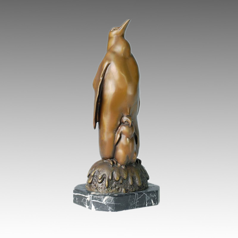 Animal Bronze Sculpture Penguin Father-Son Deco Brass Statue Tpal-070