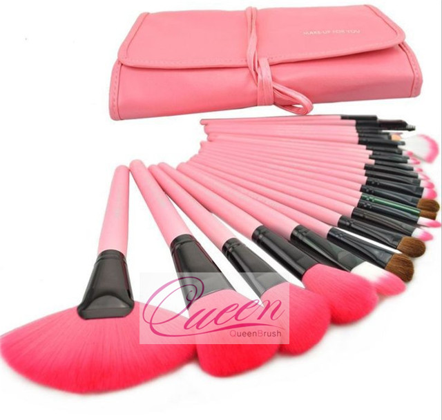 24PCS Pink Natural Hair Professional Makeup Brush Kits