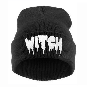 Unisex Knitted Witch Skull Embroidery Winter Warm Hat Beanie (HW146)