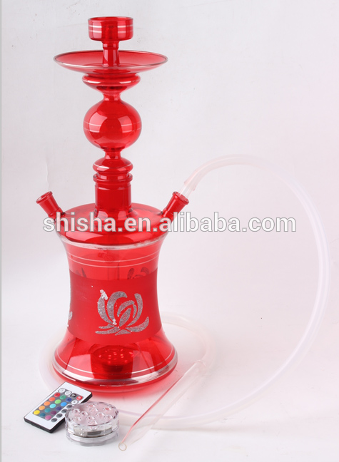 Wholesale Al Fakher Tobacco Water Pipe Art Shisha Glass Hookah with LED