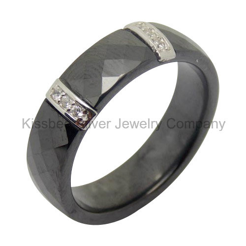 Silver Jewelry Ceramic Ring with Silver Accessories (R21069)