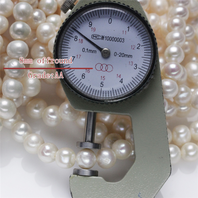 8-9mm AA Natural Freshwater off Round Pearl Strand