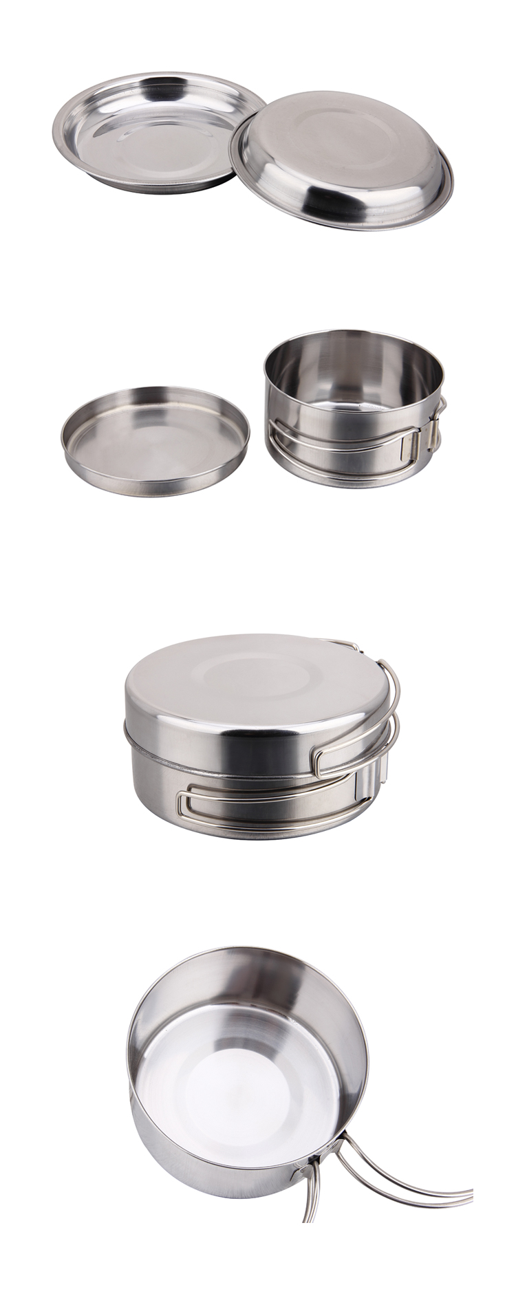 stainless Steel Outdoor Cooking Pot with Bowls for Camping