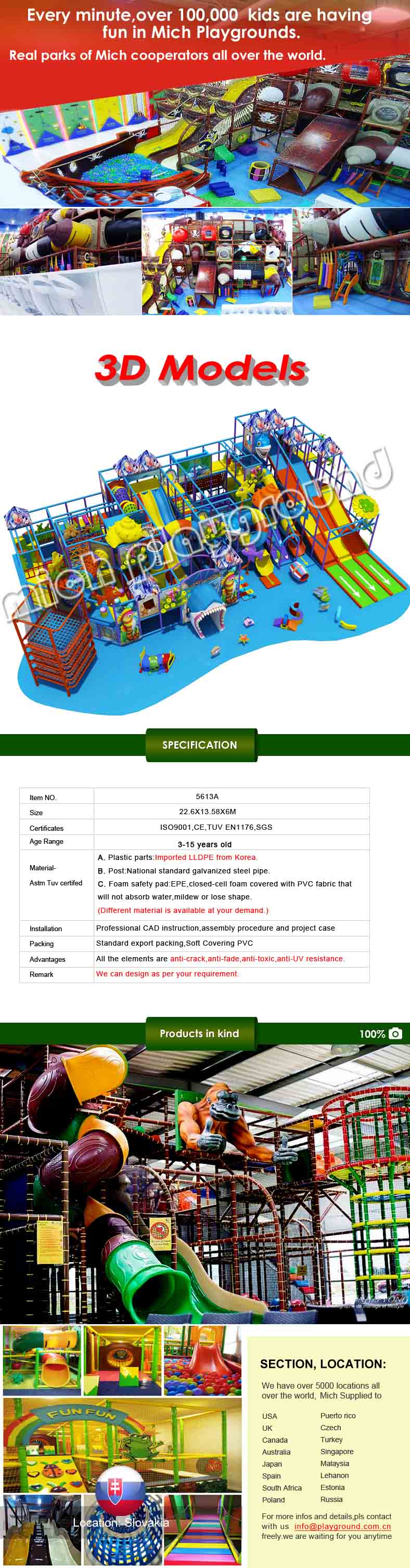 Children Soft Indoor Playground Equipment with Business Plan