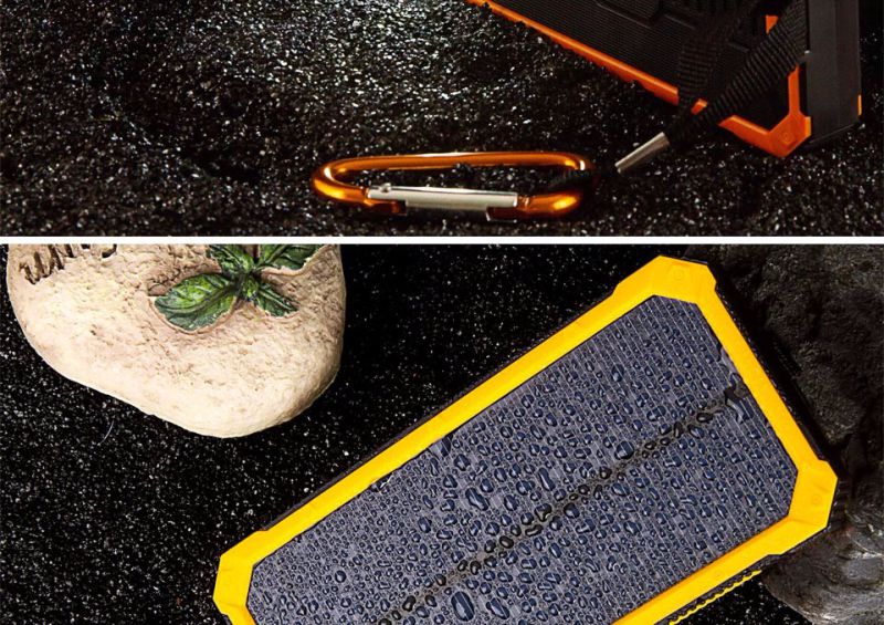 Waterproof 2 USB 8000mAh Solar Power Bank with LED